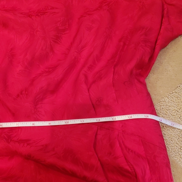 Argenti Vintage Red Silk Dress, Sz 12 - Picture 5 of 12